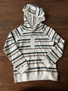 Colored Organics Striped Hooded Sweater - Cream, Green & Taupe